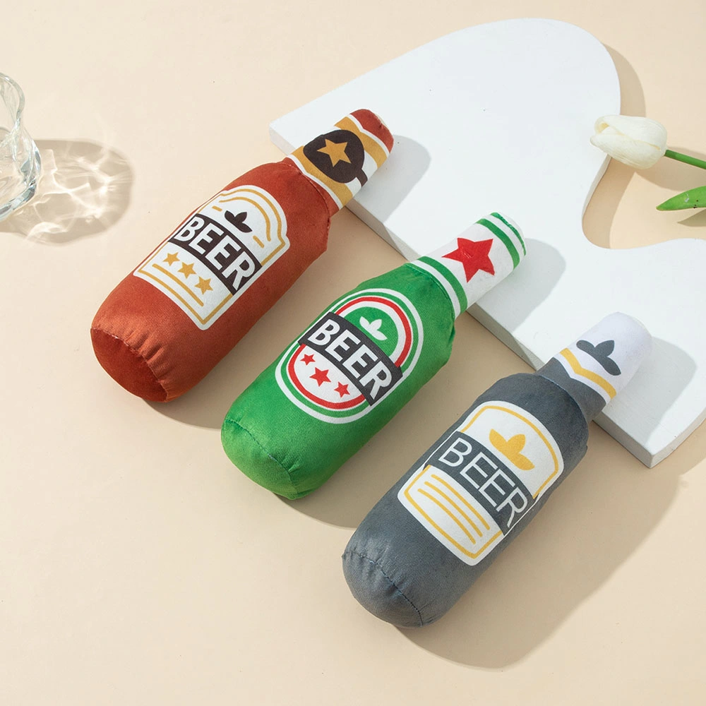 Bouteille de bière jus de fruits Poupée avec bb Loud morsure Papier résistant Pet Toy