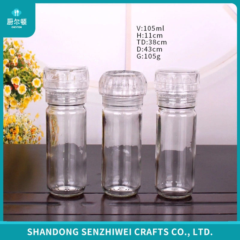 Free Sample Seasoning Spice Grinder Glass Salt and Pepper Grinder Bottle