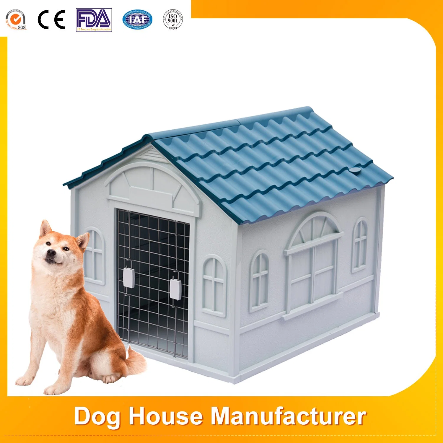 Wholesale/Supplier Elevated Floor Plastic Dog Kennels Large Outdoor Pet House with Door