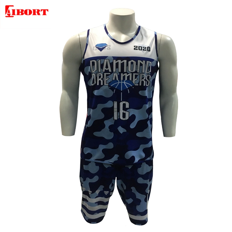 Aibort dernière conception Custom sublimé Basketball Maillot bleu (T-BK-21)