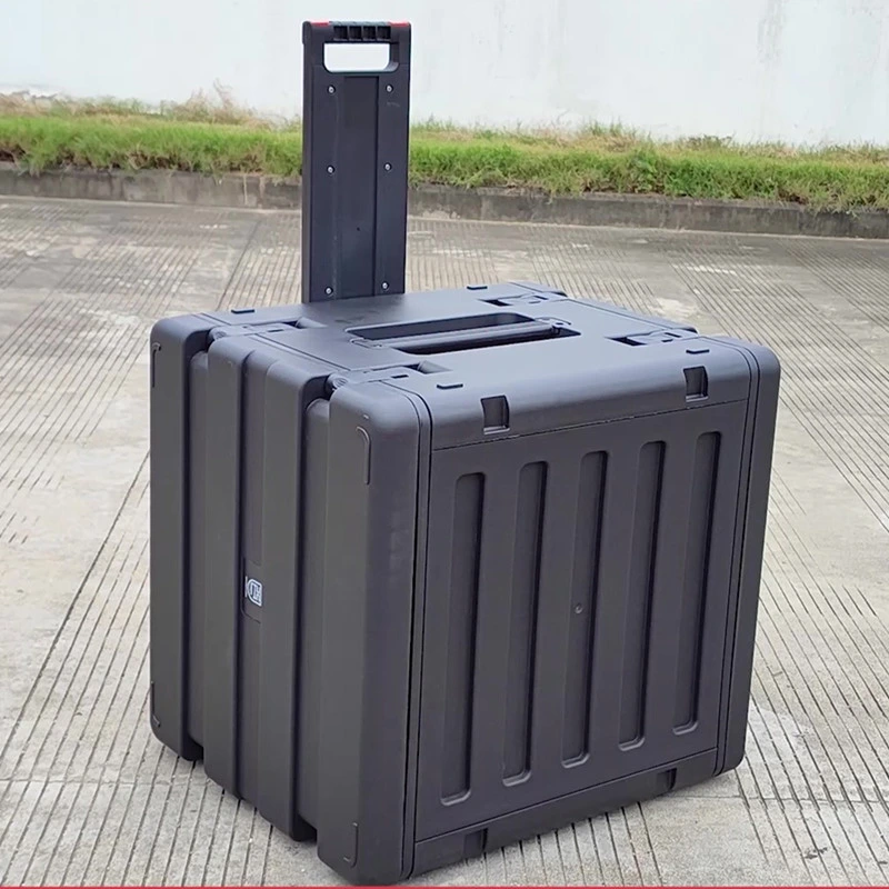 10u Wheeled Trolley Rack Case, Heavy Duty Rack Mounting Hard Plastic Case