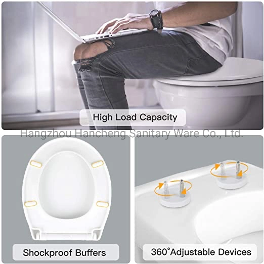 O Shape Toilet Seat with Quick Release for Easy Clean, Simple Top Fixing, Standard Toilet Seats White with Adjustable Hinges