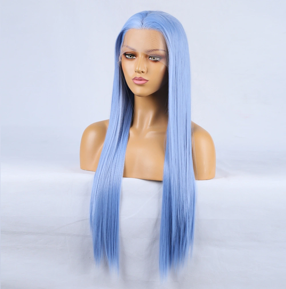 Blue High quality/High cost performance  Premium Ladies Wholesale/Supplier European Synthetic Fiber Frontal HD Wigs