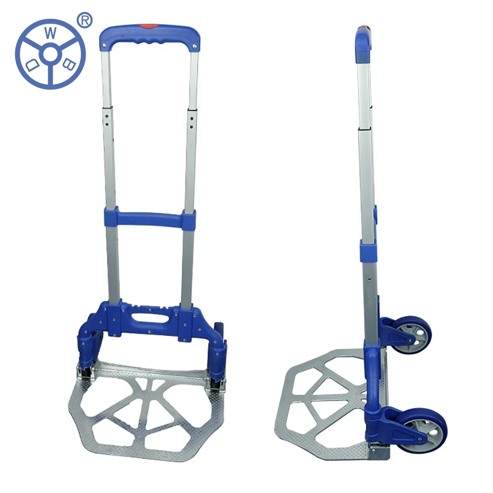 Wbd High quality/High cost performance  Blue/Black 400kg Plastic Foldable Square T Transport Hand Trolley