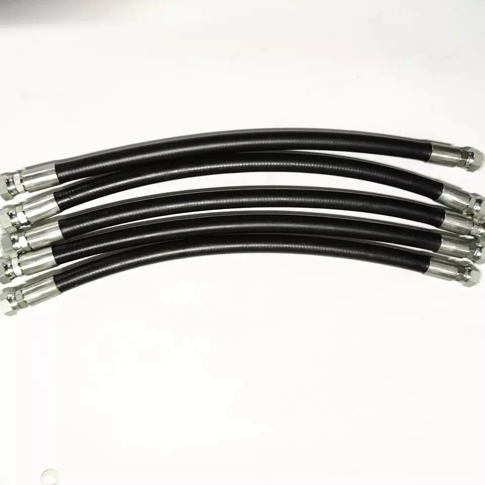 Lowest Price Braided Steel Wire Reinforced Flexible High Pressure Hoses Pipe Hydraulic Rubber Hose with Fittings