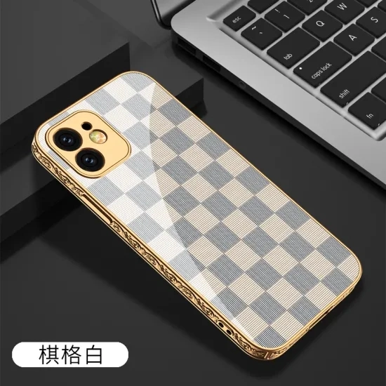 Electroplate Vertical Side Shockpro of Glass Mobile Back Shell Cell Cover Phone Case with Oil Painting Pattern for iPhone 12 PRO Max