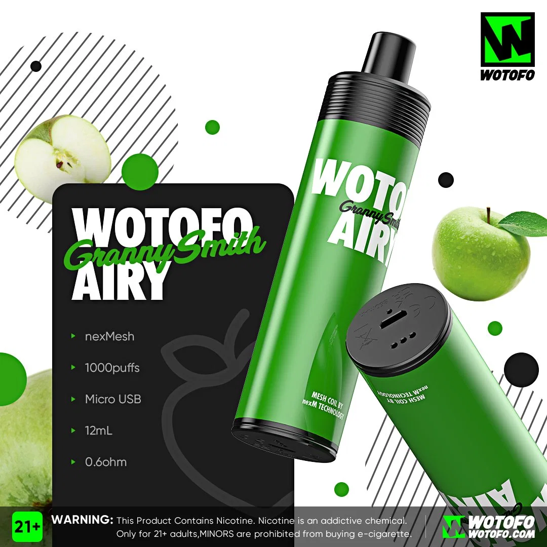 Wotofo Airy Dtl Disposable Device Pen Hookah Rechargeable 1000 Puffs Lio Boom Cartridge 12ml E Eliquid Vape Juice Wholesale E Cigarette