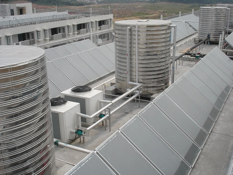 Solar Termal y Fuente de Aire bomba de calor sistema Híbrido de calentamiento de agua para Hospital, Escuela