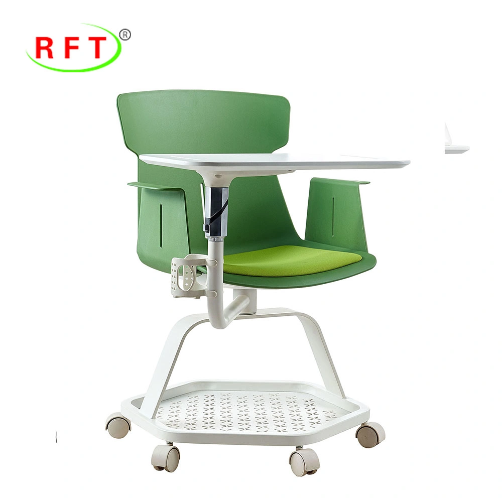 Diseño ergonómico de plástico polipropileno verde apoyo lumbar Metal Leg Cátedra de formación