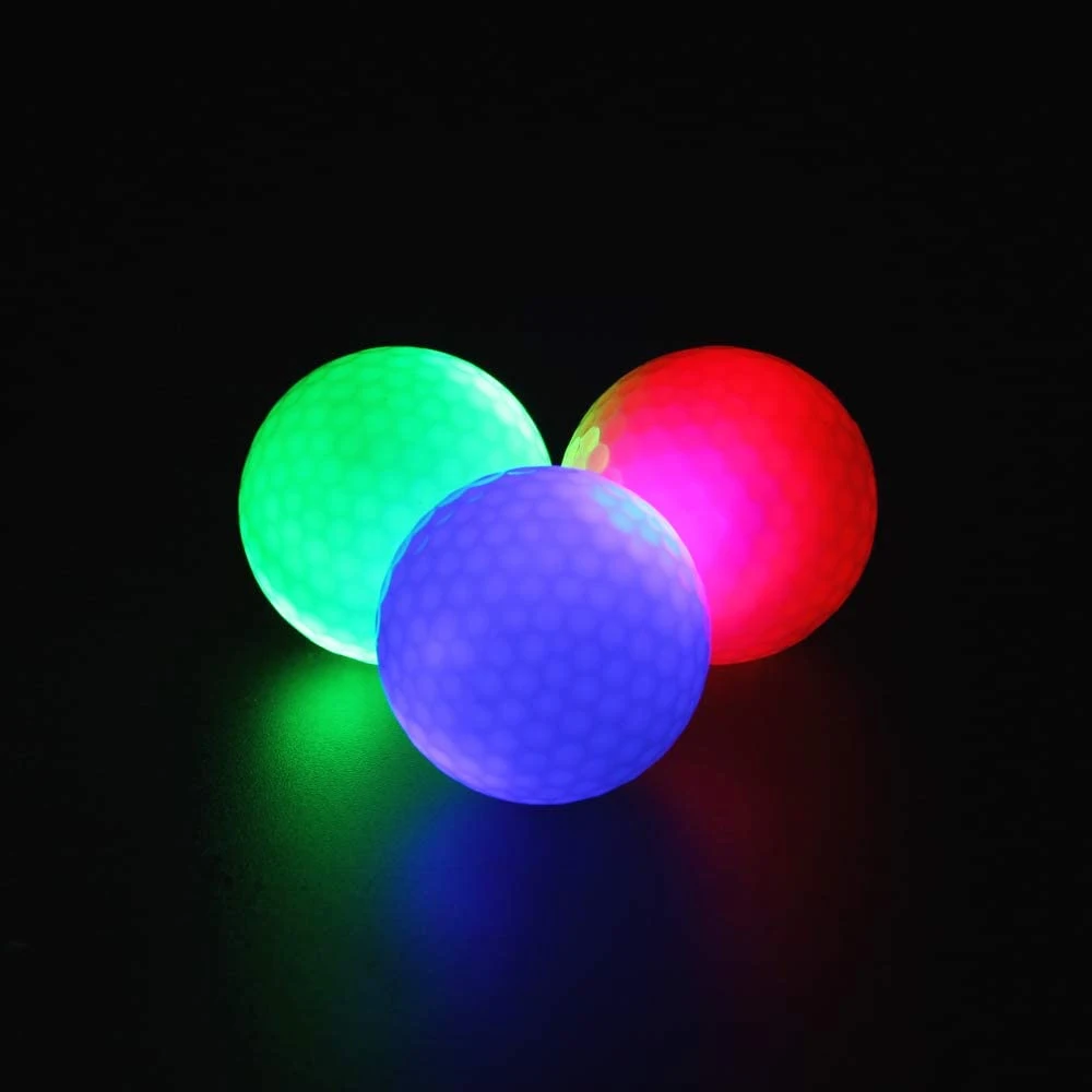 LED de colores brillan en la oscuridad parpadeando pelota de golf de la luz brillante de larga duración Fabricante Set de Regalo de la noche Deportes