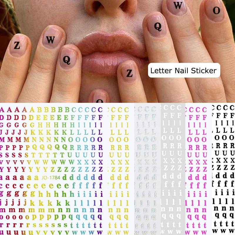 New Letter Nail Laser Sticker 3D DIY Adhesive Nail Art Decal Decoration