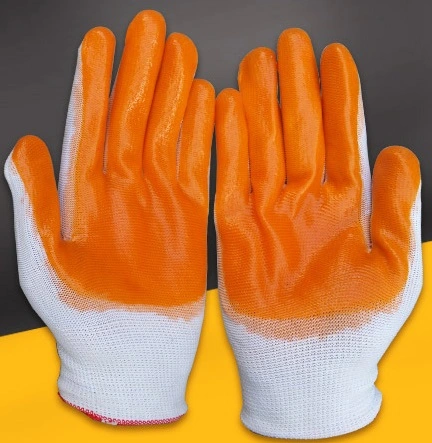 Protective Industrial Yarn Liner Latex Coated Labor Working Safety Gloves