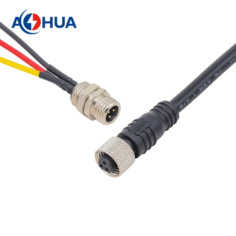 Male Straight Solder Cable Back Mount M8-01 Series Connector 2 3 4 Pin Connector Panel Mounted