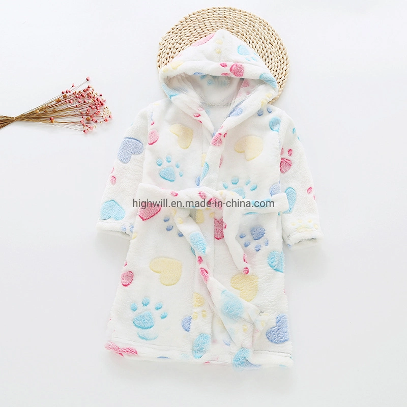 Pajamas Pyjamas Home Textile Sleepwear Flannel Robe with Hoodies and Belt for Kids Children Wholesale/Supplier Autumn Winter