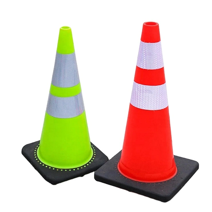 28 Inch Traffic Safety Reflective Orange PVC Plastic Warning Cone with Rubber Base