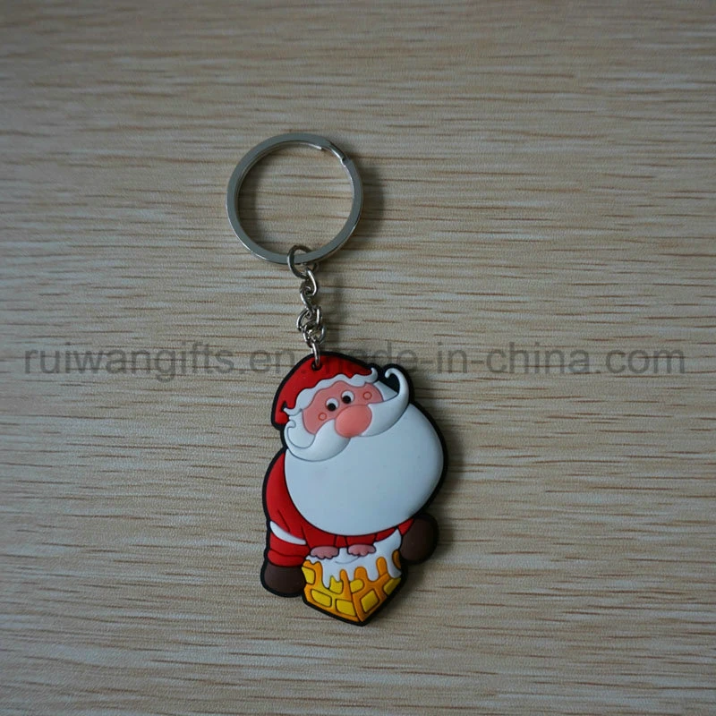 Santa de goma al por mayor Keychain para la decoración de la Navidad