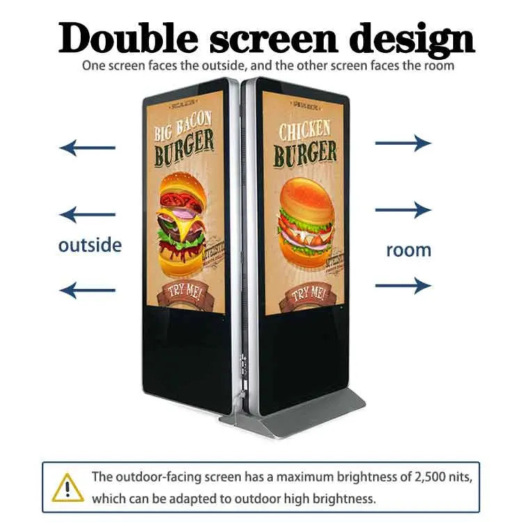 Pantalla LCD de 55 pulgadas para publicidad pantalla táctil pantalla de doble cara Monitor digital de doble cara con pantalla Totem