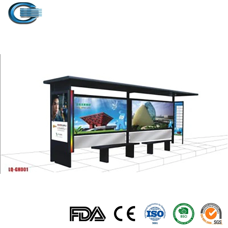 Huasheng Wooden Bus Shelter China Metal Bus Stop Supply Smart Metal Waterproof Bus Shelter Smart Bus Stop Shelter