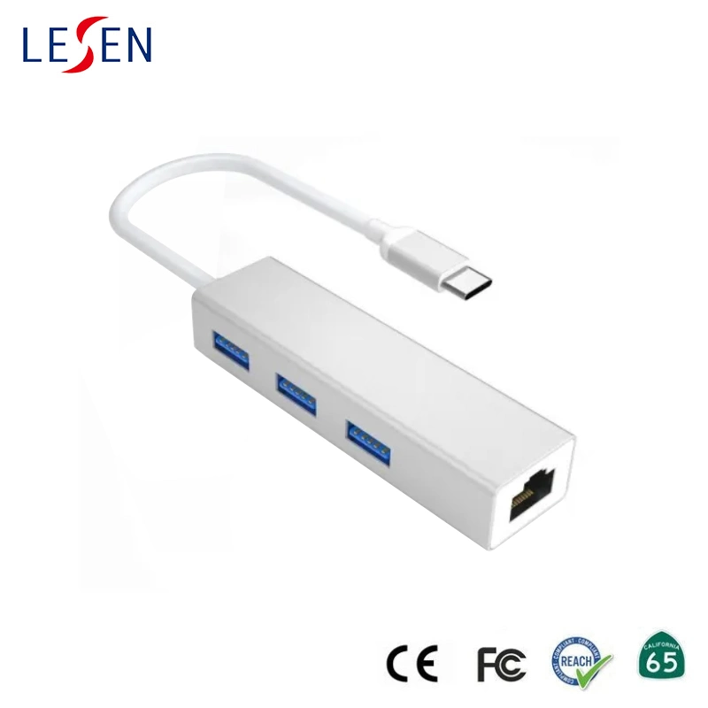 USB-C USB 3.1 من النوع C عالي الجودة إلى USB RJ45 كبل موزع مهايئ شبكة LAN من نوع Ethernet للكمبيوتر