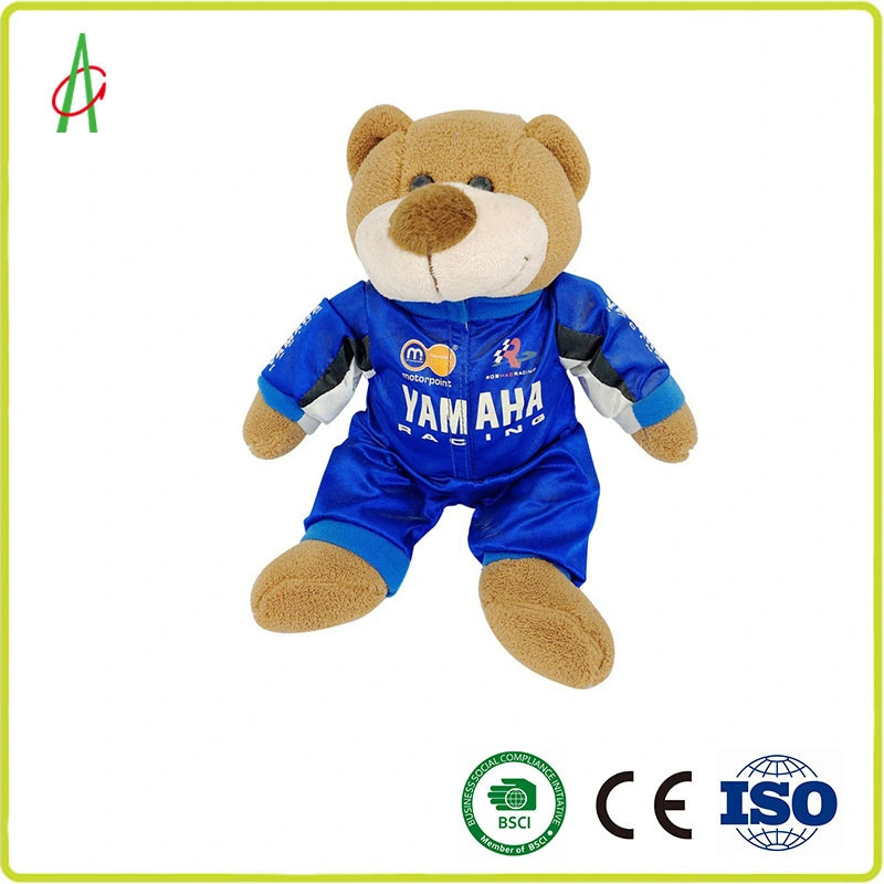 Novo fato de ciclismo personalizado Creative Plush sitting Toy Racing Oferta Urso de Teddy