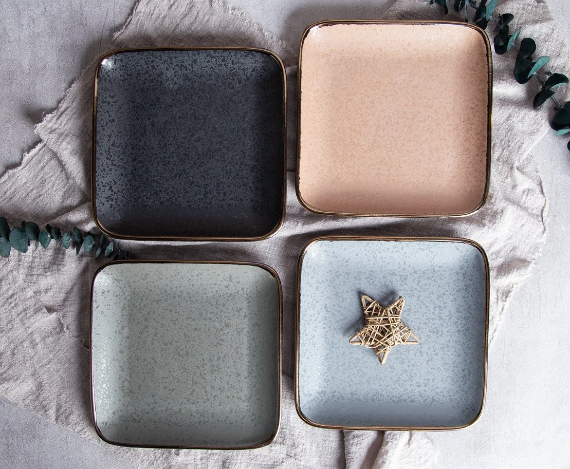 Matte Square Glaze Ceramics Stoneware Dinnerware Sets