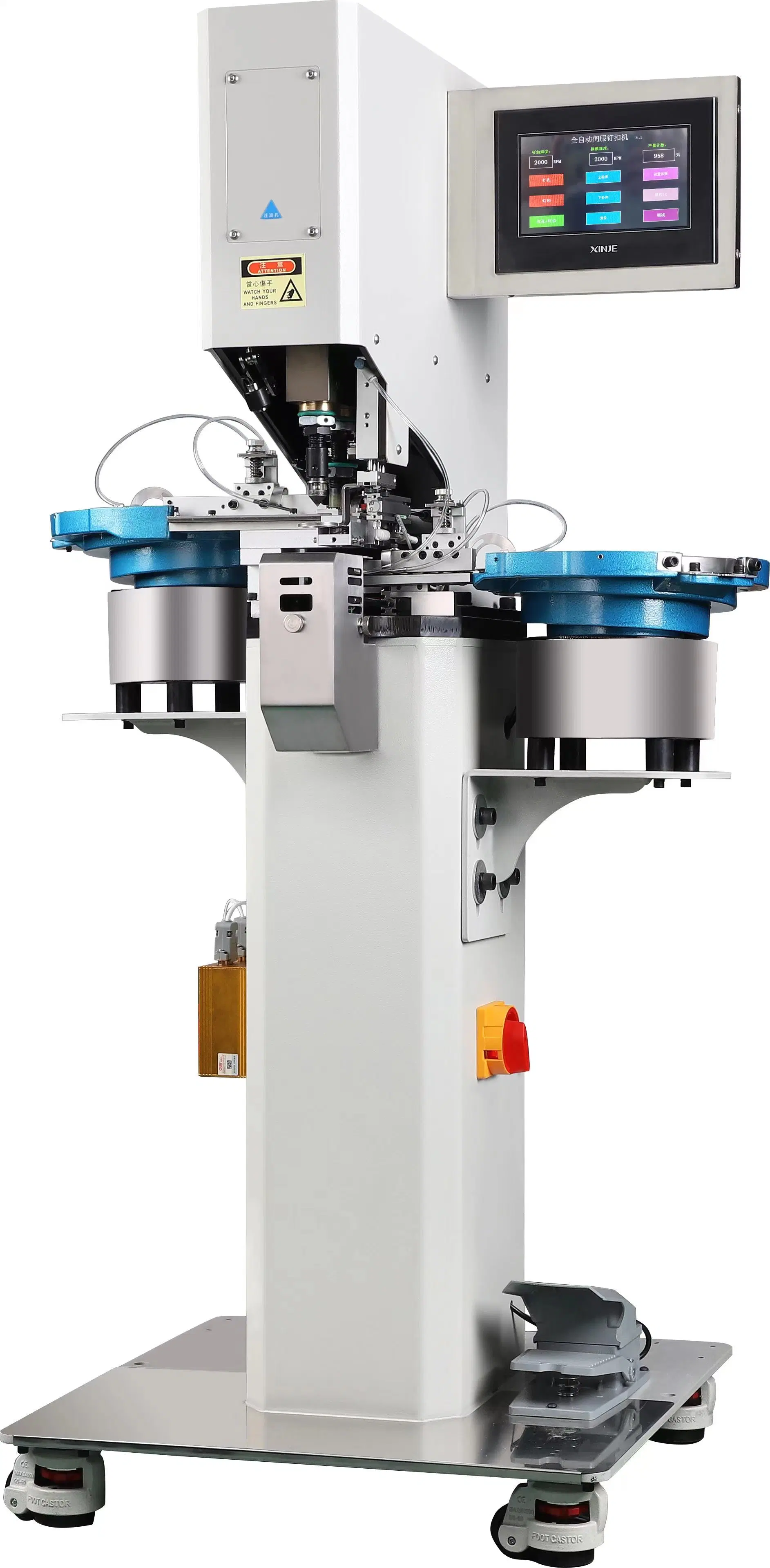Automatic Button Attaching Machine (Punching + Button) with Button Feeding