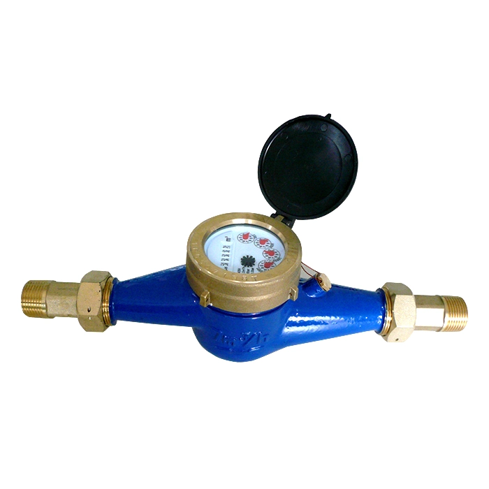 ISO4064 Class B 25mm Multi Jet Vane Wheel Dry-Dial Brass Body Blue Water Meter