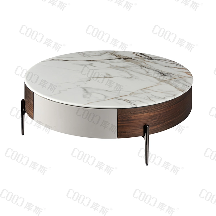 Conjunto de móveis de sofá de couro para sala de estar moderna, luxuosa e real, com mesa de café lateral de mármore, para hotel, vila, casa e lounge.