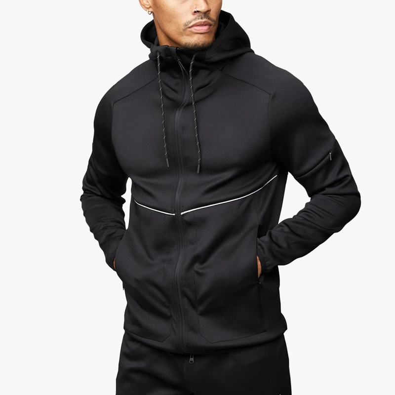 Factory Price Wholesale/Supplier Custom Men Sportswear Black Blank Nylon Tracksuit Set