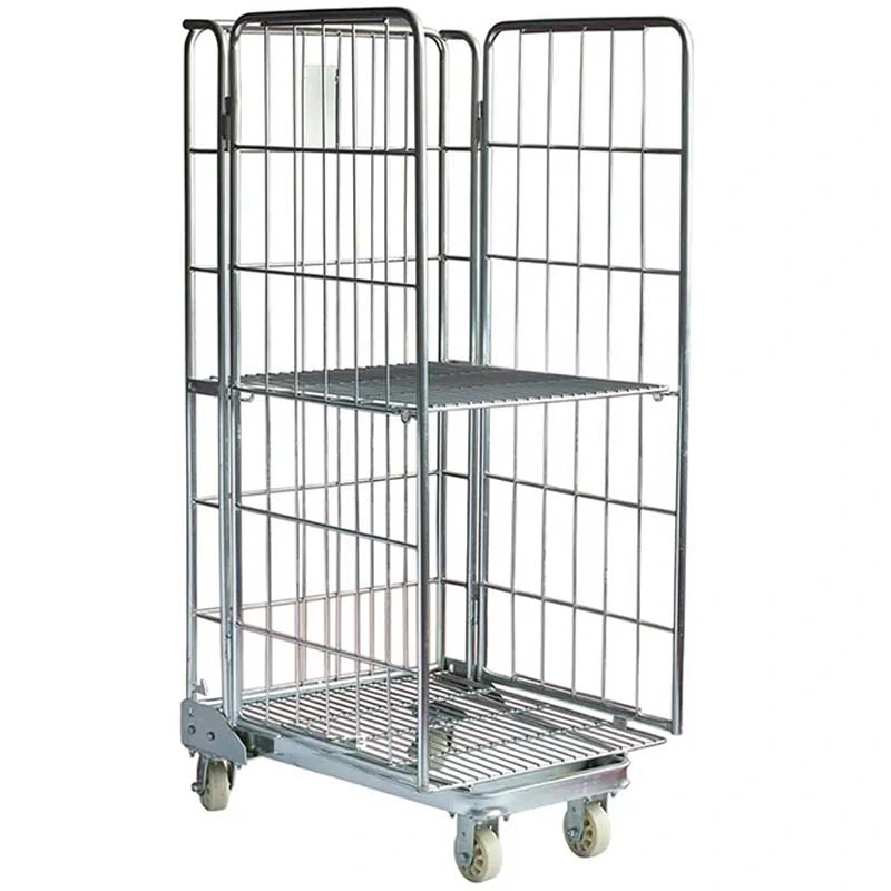 Warehouse Trolley Roll Cage Container with 3 Sides