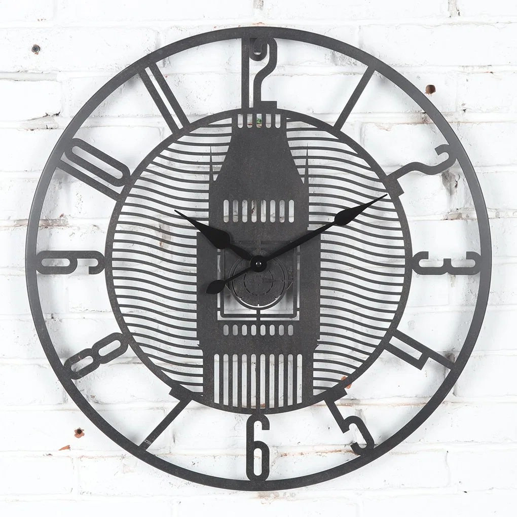 Metal Wall Clock with Scenery Spots Around The World for Home Decor, Creativity Iron Wall Clock