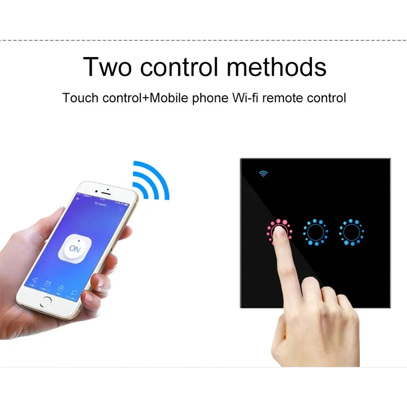 Alimentação de fábrica 86 tipo Euro APP padrão Intelligent Controle Remoto 3 Pista Power Parede WiFi Switch inteligente