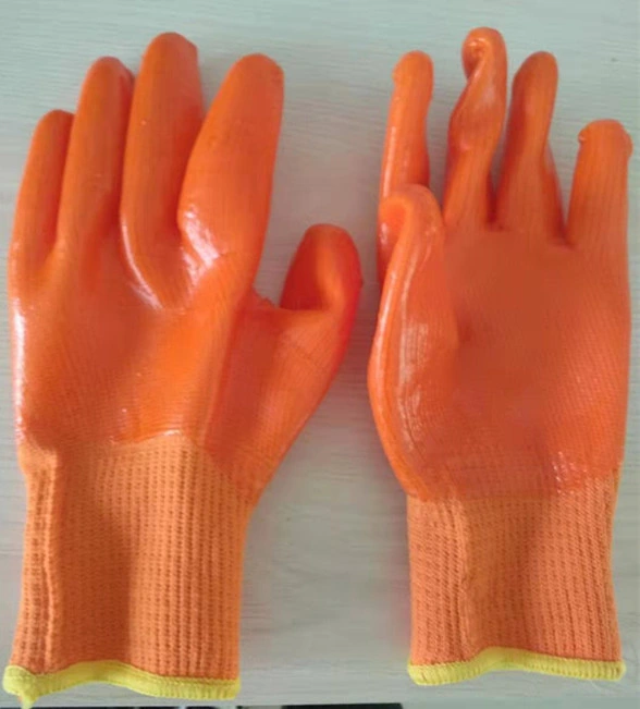 Nylon Waterproof Dipped Gloves Thickened Winter Thermal Terry PVC Work Gloves