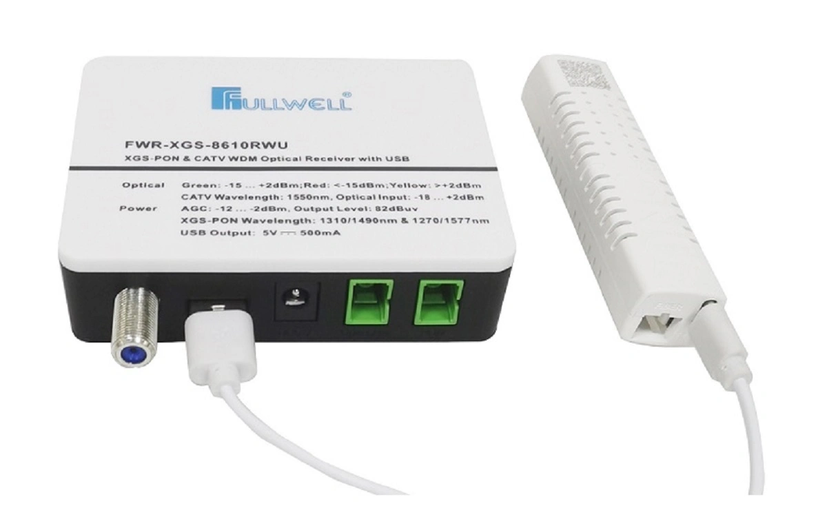 FTTH Fullwell Xgs-Pon Hfc Wdm receptor óptico com cabo USB de alimentação de apoio à ONU