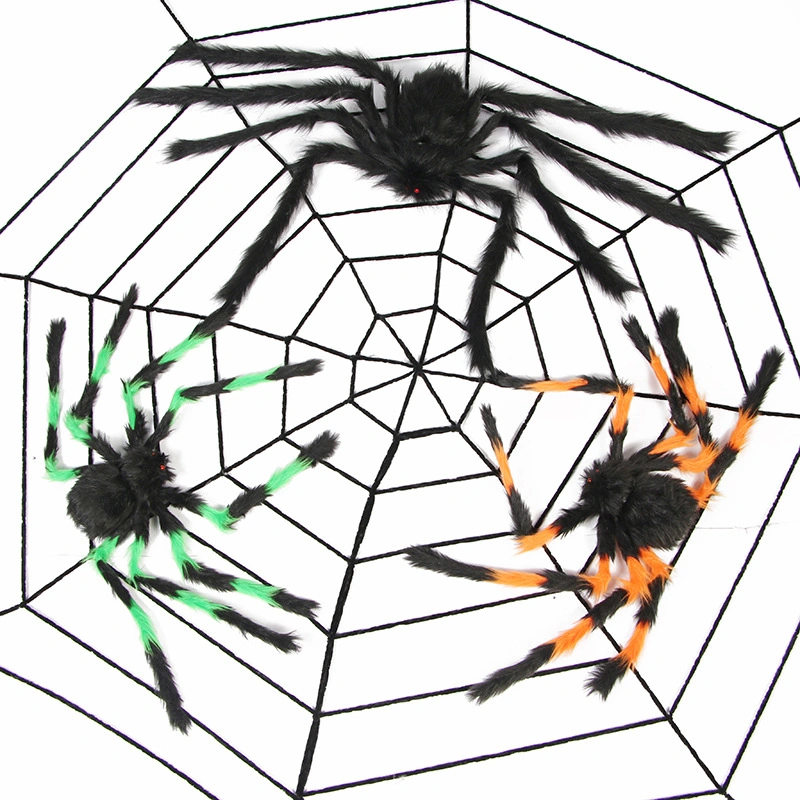 Spider Web Halloween Spider Fiesta decoración objetos Web Secret Spider Sala Tricky Simulation Plush Spider Mayoreo