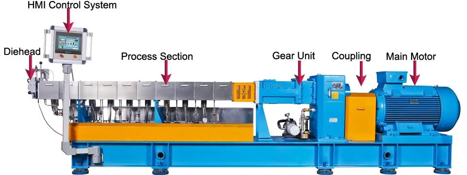 Nanjing Twin Screw Extruder, Twin Screw Granulator, Plastic Granulator, PA, PP, Pet