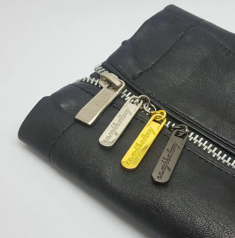 Custom Brushed Antik Logo Reißverschluss abnehmbare Slider Griff für Taschen