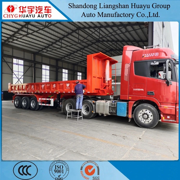 3 Axles 50 Tons Side Dump Tipper Trailer Step Deck Trailer Dump Semi Trailer Dumper Flatbed Semi Trailer with Headboard