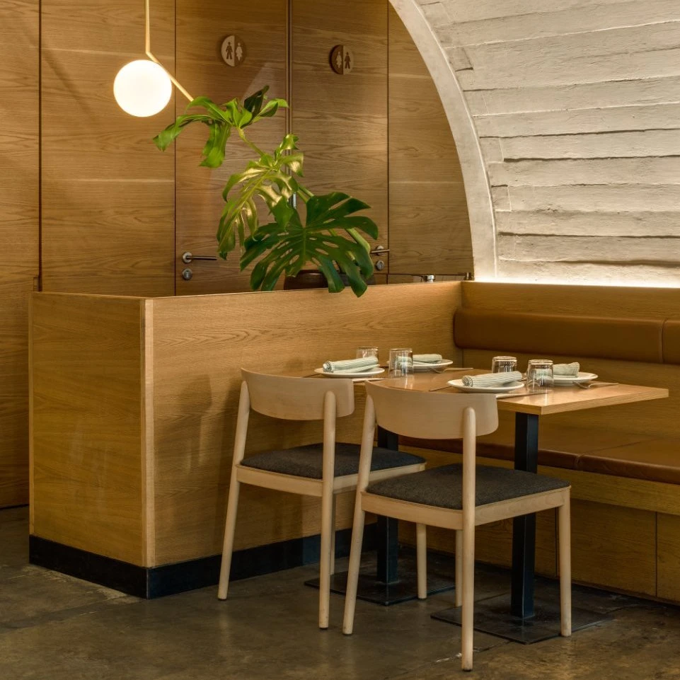 Restaurante de estilo de diseño de la naturaleza de ratán sillón de madera y muebles de la tabla de madera maciza