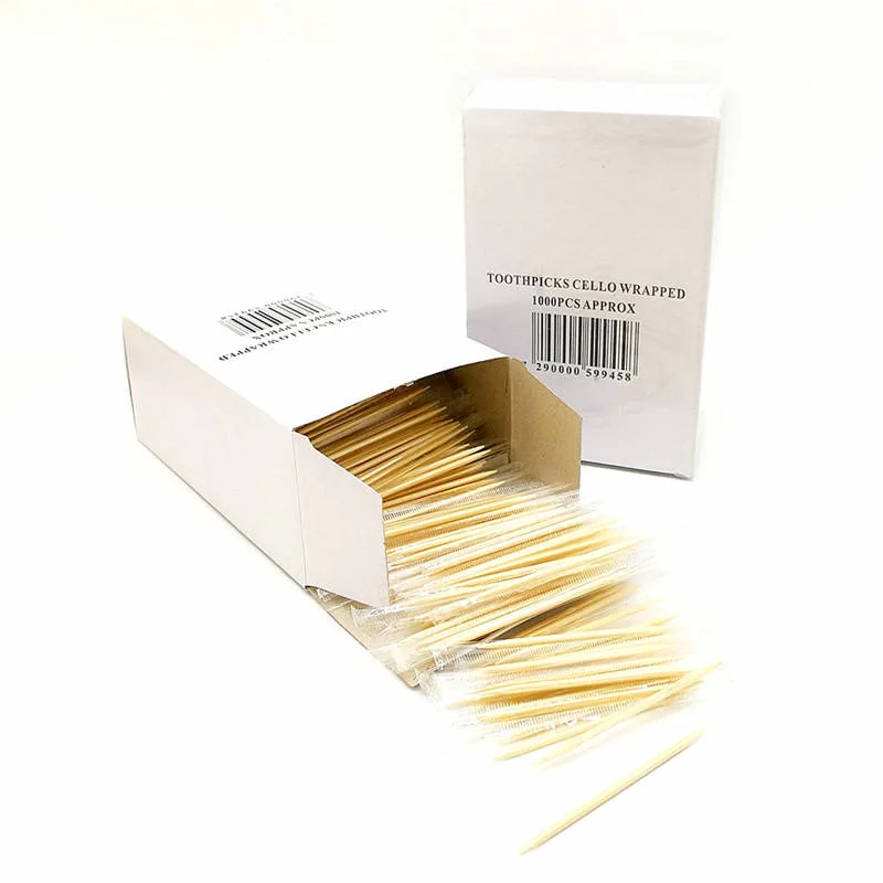 Bulk Cheap Professional Stick Disposable Tooth Pick Bamboo Wooden Toothpicks with Wrapped OPP