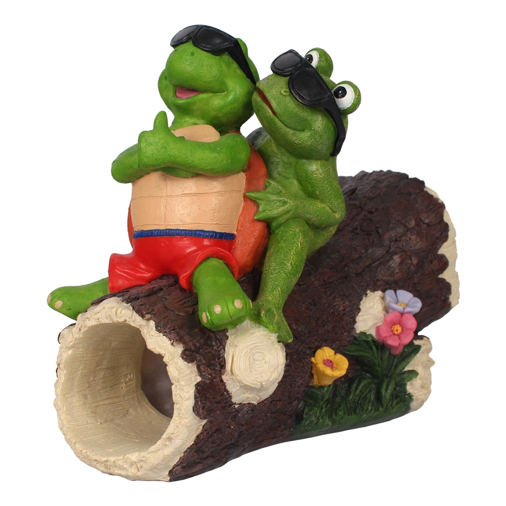 Frog and Turtle Wearing Sunglasses Garden Vivid Trees Garden Drainage Outlet