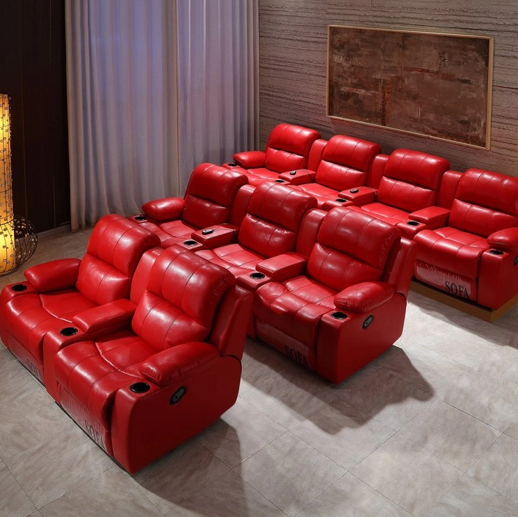 Cadeira de cinema para home theater por atacado, reclinável em couro para sala de estar.