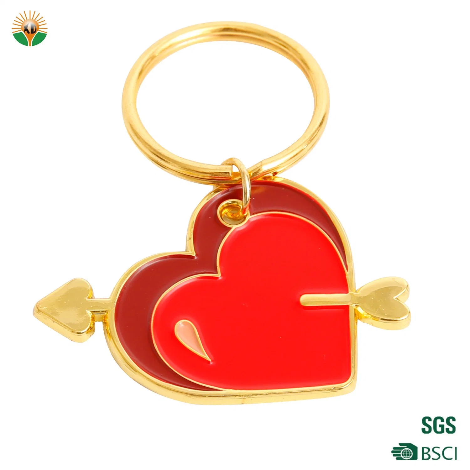 Custom Personalized Factory Logo Zinc Alloy Fashion Design Rainbow Floating PVC Rubber Iron Metal Soft Hard Enamel Heart Keychain