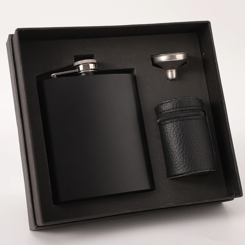 Gift Set Alcohol 304 Stainless Steel Whisky Liquor Diamond Leather Hip Flask with Funnel