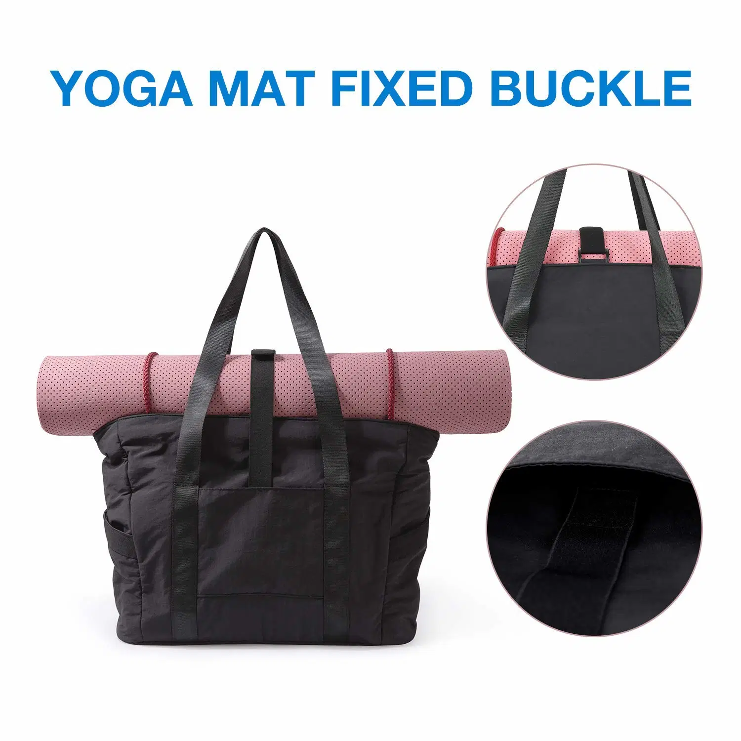 Women Shoulder Handbag for Gym Work School Yoga Mat Buckle Tote Bag