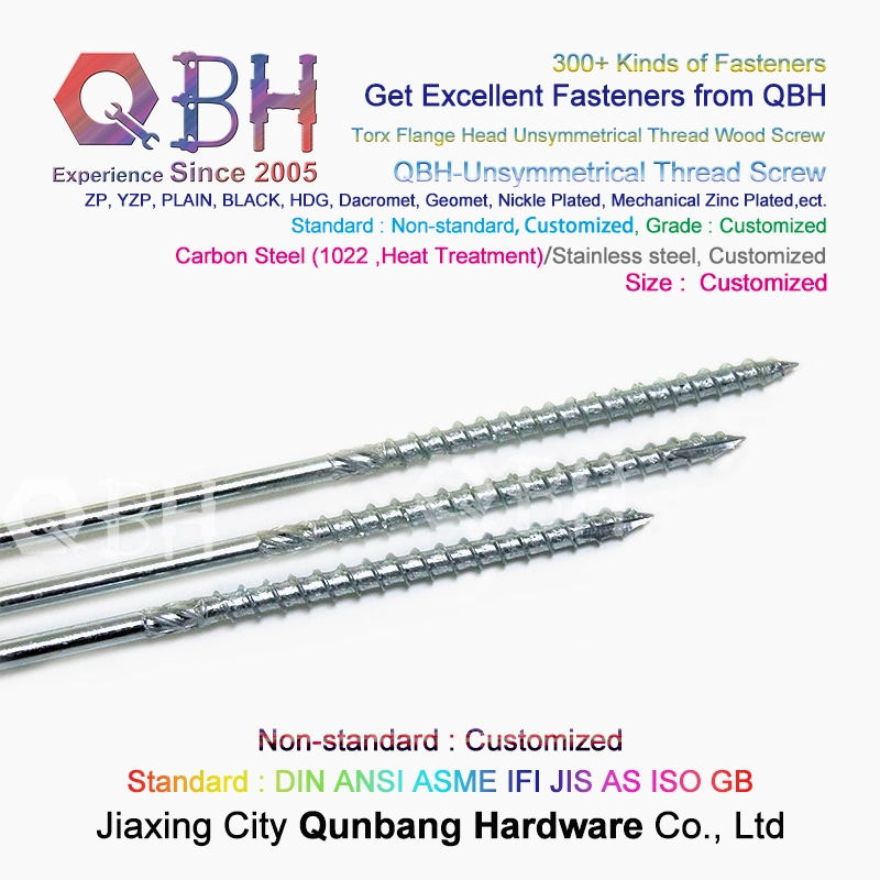 Qbh Non-Standard Carbon Steel/Stainless Steel SS304 SS316 Torx Flange Head Customized Unsymmetrical Thread Long Wood Furniture Screw Fastener Fittings