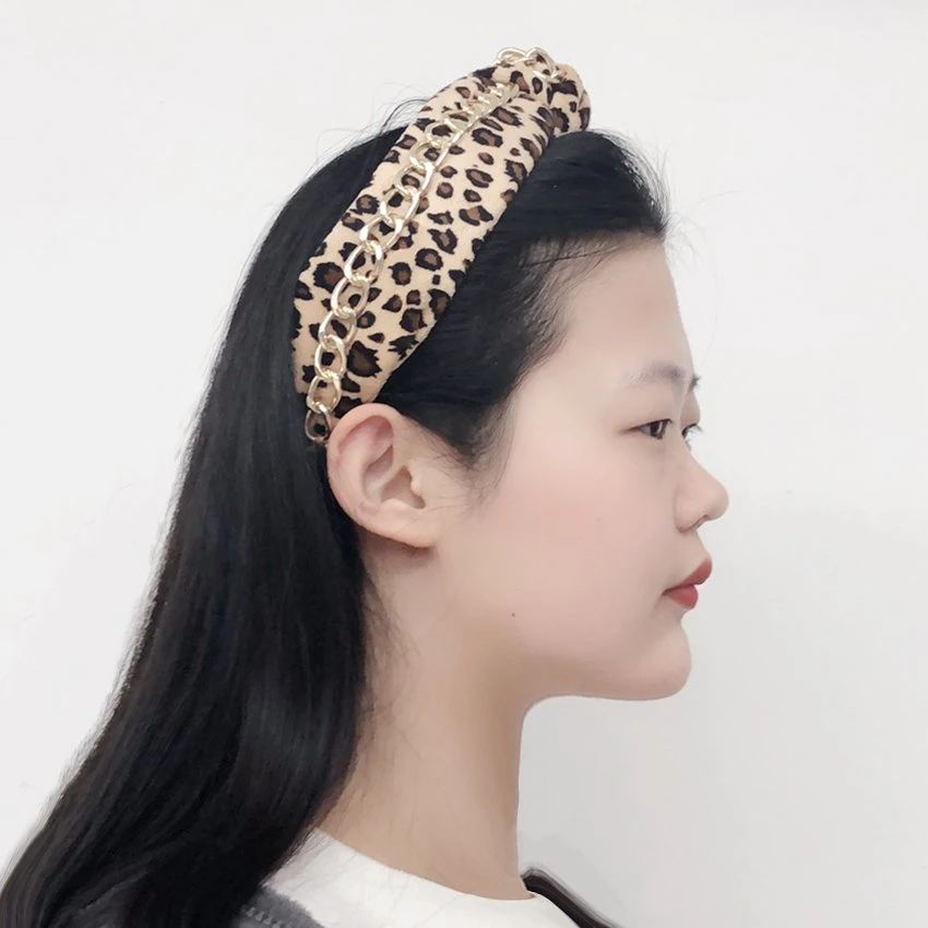 Brown Leopard vincular las mujeres de lujo de diadema de Terciopelo Hairband personalizado