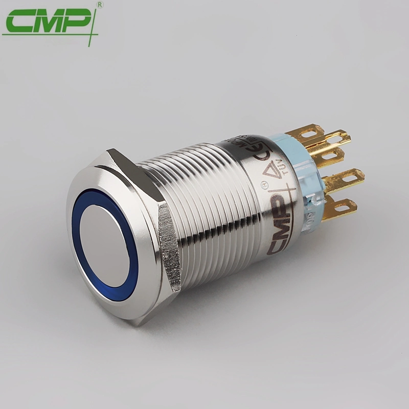 Metal Illuminated 2no2nc 19mm Dpdt Push Button Switch