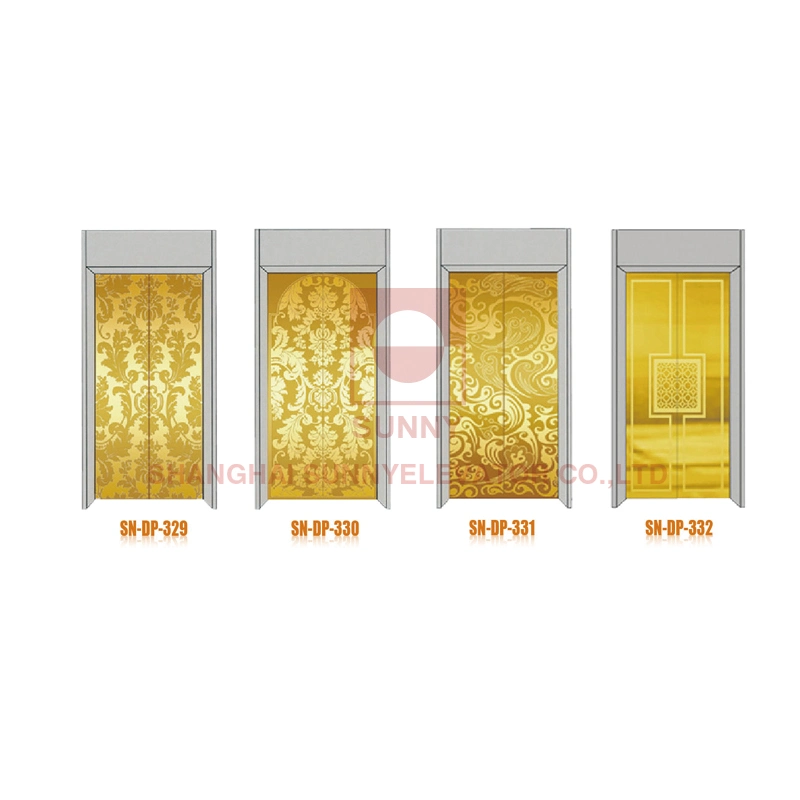 Elevator Door Panel in Rose Golden Color with LED Ceiling Lights