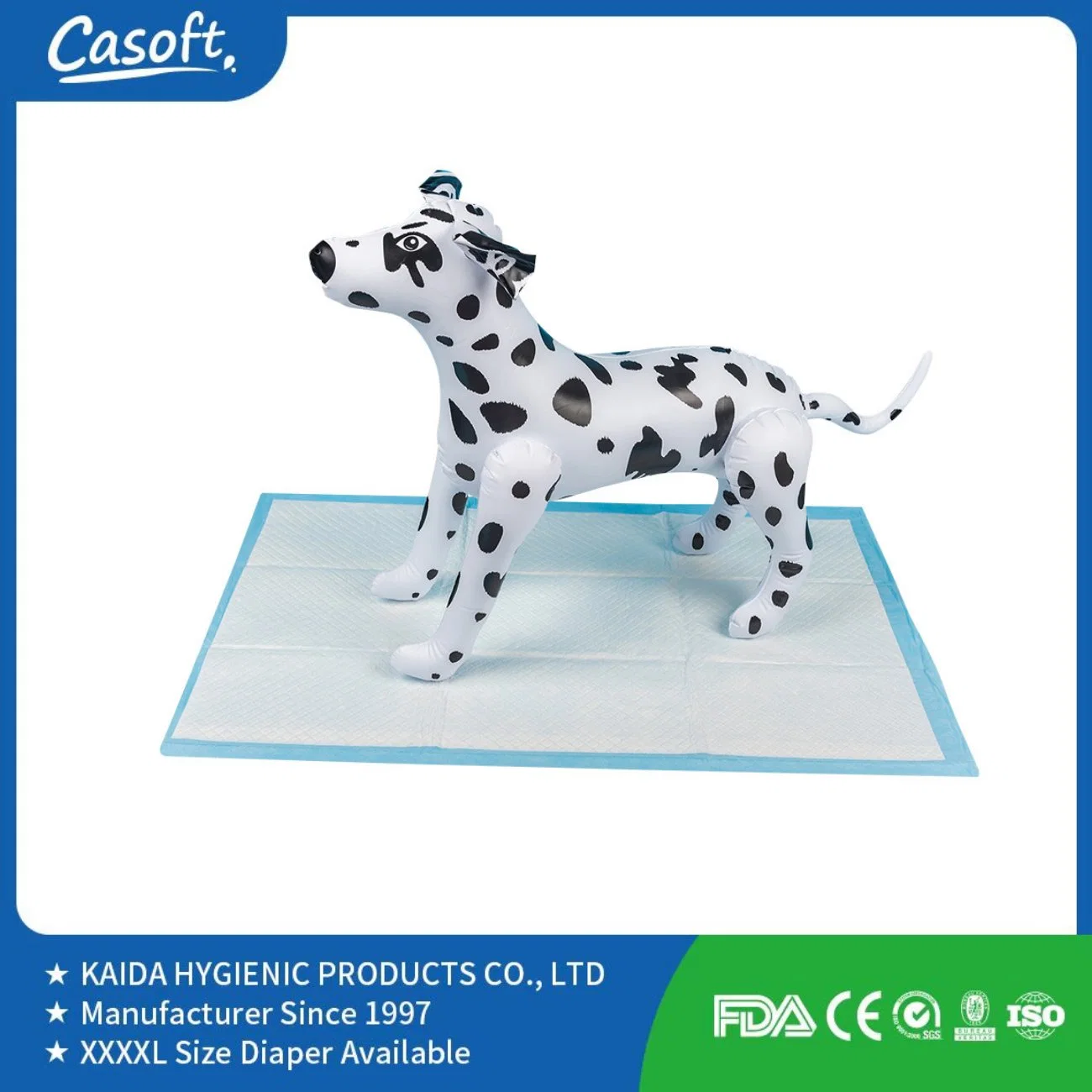 Casoft OEM / ODM Cheap PEE Pad 15g Sap 4 Layer 60X60 Underpad Dog Pad Pet Training Products in Philippines Russia Korea Us Malaysia Peru Chile EU China